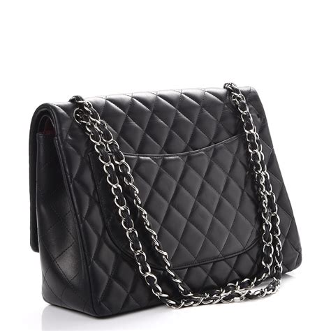 chanel classic double flap quilted maxi black|CHANEL Lambskin Quilted Maxi Double Flap Black.